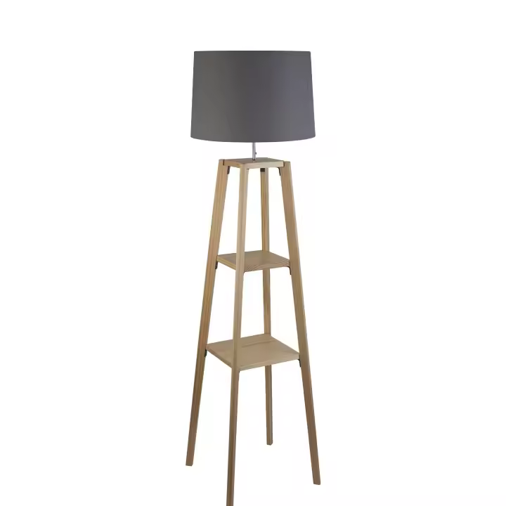 Estantería moderna de madera gris tejido marrón 1 luz E27 - 1