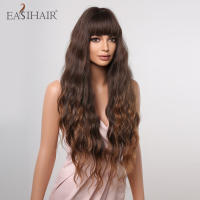 Pelucas Sintéticas Largas De Ombre Marrón Rubia Con Franja Para Mujeres Afro Peluca Cacheada Resistente Al Calor Para Uso Diario Cosplay - details 6
