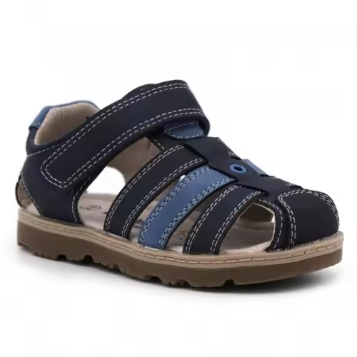 Sandalias niño FLEX BUBBLE KIDS C541 con cierre de velcro en marino y cuero. - 1