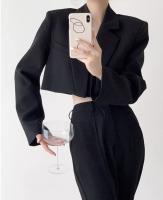 Chaqueta Corta Para Mujer En Blanco Sólido Elegante Con Manga Larga Abierta Frontal Casual Oficina Outerwear Poliéster Synthético - details 14