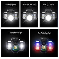 Lámpara Frontal LED Recargable USB Impermeable Con Zoom Portátil Torcha Batería Integrada Para Pesca Y Camping - details 5