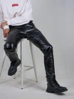 Pantalones De Cuero PU Para Hombre Corte Slim Con Bolsillos Versátiles Y Transpirables Para Un Look Moderno En La Primavera - details 6