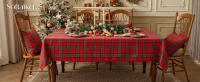 Mantel Navideño a Cuadros Rojos Lavable Para Fiesta De Navidad Comida En Casa Decoración Del Salón Material De Poliéster 100% - details 0