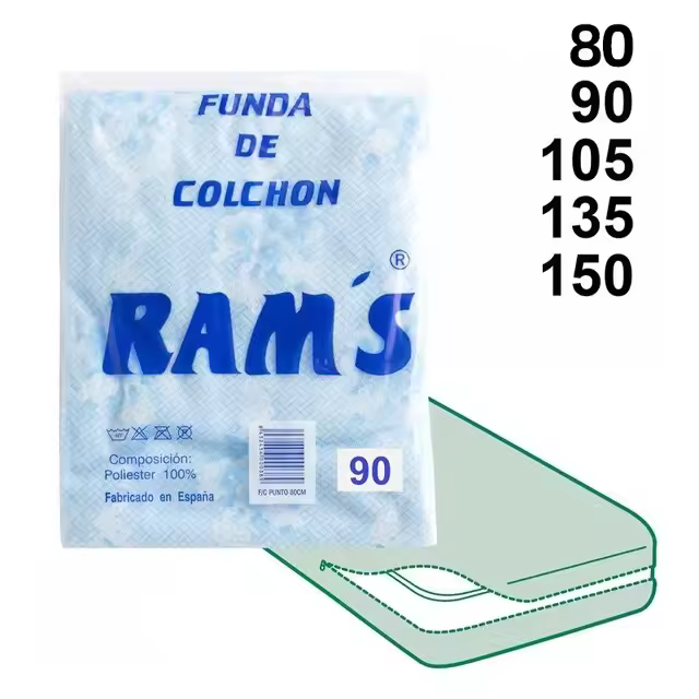 Ram'S Funda de Colchón Punto Madeira Rams 100% Poliéster Cremallera Protección Ácaros Hongos Lavable 80/90/105/135/150 Cm - 1