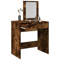 vidaXL Tocador con espejo 73x46,5x120 cm en color Roble ahumado/Negro/Gris hormigón y más | decorativo de pared para baño dormitorio recibidor moderno - details 0