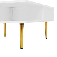 Mesa de Centro cuadrada Blanca DE ALTO Brillo con dos compartimentos, Dos compartimentos y patitas de color Dorado-70x70x36 cm - Capacidad de carga hasta 30 kg - details 7