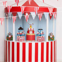 Bandeja De Banderines Triangular Para Fiesta De Cumpleaños Circo Temática Carnaval En Rojo Y Blanco Decoración Para Hogar - details 1