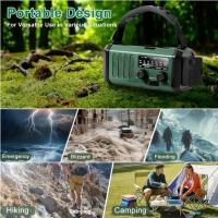 10000mAh emergency radio, solar powered radio, hand crank radio, NOAA AM/FM weather radio, 3 charging methods, polymer battery, flashlight and reading light, SOS siren, cell phone charger in emergency - details 4
