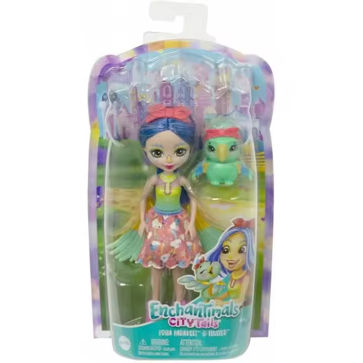 Mattel Enchantimals Prita y Flutter Muñeca con Mascota Loro - Conjunto Colorido para Desarrollar la Imaginación - 1