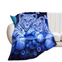 Manta De Tigre Blanco Suave Y Cálida De Poliéster Para Sofá Y Cama Estilo Americano Con Estampado De Noche Estrellada Manta Portátil Para Todas Las Estaciones - details 9