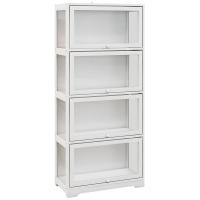 HOMCOM Vitrina de Coleccionista de 4 Niveles Armario Auxiliar con Puertas Abatibles de Acrílico Anti-vuelco Vitrina para Estudio Dormitorio Oficina 59x30x139 cm Blanco - details 0