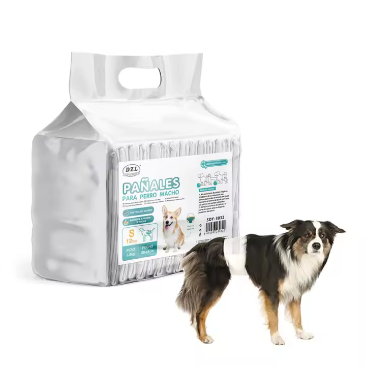 SMELL & SMILE Pañales Desechables para Perro Pañales para Perros Macho Pañal Sanitarios para Perro Mascotas Bragas Higiénicas Suaves absorbentes (S-20.5 x 50 CM) - 1