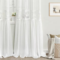 Cortinas Vintage De Encaje Transparente Para Habitación Y Sala De Estar Lujo Filtro De Luz Con Patrón De Flores Montaje En Techo - details 3