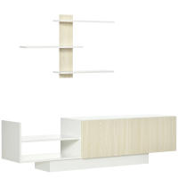 HOMCOM Mueble de Salón para TV Conjunto Mueble de TV con Mesa para Televisor 150x31,5x40 cm y Estante de Pared 95,5x16x60 cm Estilo Moderno Natural - details 0