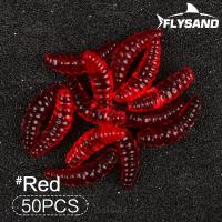 FLYSAND 50pcs Bolsa De 2cm 0.38g Maggot Grub Soft Lure Baits Siete Colores Huevos Luminiscentes Pesca En Oceano Y Río - details 5