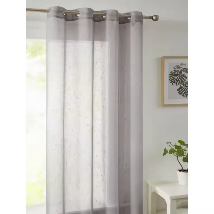 Visillo Rústico Liso con Ollaos, "Classic Line" VCL-001, 140x265 cm, 100% Poliéster, Color Gris, Camaltex - 1
