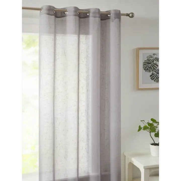 Visillo Rústico Liso con Ollaos, "Classic Line" VCL-001, 140x265 cm, 100% Poliéster, Color Gris, Camaltex - 1