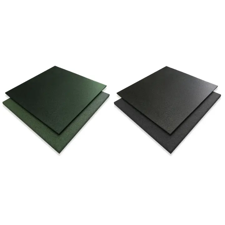 Loseta de Caucho 1x1x15mm Negro Verde Pack 20 - Protección Contra Caídas - Fácil Instalación - 1