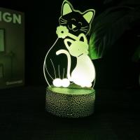 Lámpara De Noche LED 3D Ilusión De Queso Gato 16 Colores Auto Gradiente Con Interruptor Táctil Y USB Regalo Para Niños - details 10