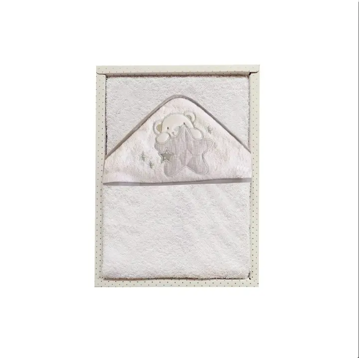 Duffi Baby - Maxicapa de baño Bebe con Capucha. Toalla Baño Infantil 100 x 100 cm. Toalla Bebe Recien Nacido 100% Algodon. Super Suave Absorbente. Niños y niñas. Osito Bordado. - 1