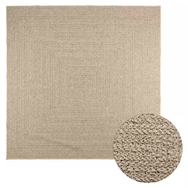 vidaXL Alfombra ZIZUR aspecto yute interior/exterior beige 240x240 cm - 1