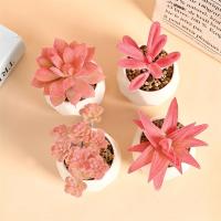 Plantas Artificiales De Suculentas Rosadas Con Maceta Para Decoración De Jardín Y Hogar Fake Bonsai Flor Accesorios De Planta - details 1