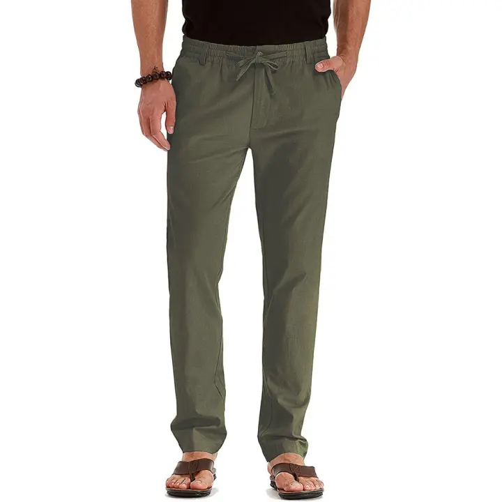 Business men's casual pants loose large size elastic waist cotton versatile solid color men's sports pants - 1