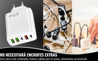 Pack 2 Cargador USB C Carga Rápida Marca NFMAXONE- Múltiple 5 Puertos - Enchufe Multiple 65 W - Adaptador Compatible Con Samsung, iPad, iPhone, Google Marca: NFMAXONE - details 2