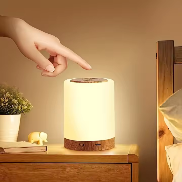 Lámpara de noche, luz nocturna LED para mesita de noche, brillo y color ajustables, 10 colores y 3 modos a elegir, carga USB, lámpara de mesa con función de temporizador, luz nocturna portátil - 1