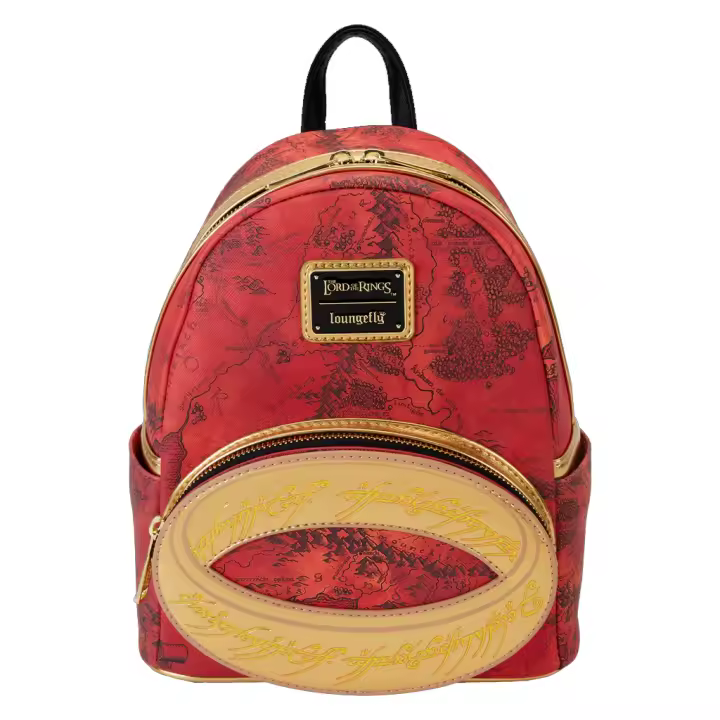 LOUNGEFLY Mochila Señor de los ANillos Lord of the Rings hombre mujer  Anillo Único Brilla en la oscuridad Tierra M edia Mapa Sauron - 1