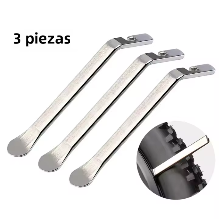 Kit De Reparación De Neumáticos Para Bicicletas 3Pcs Herramienta De Cambio De Neumáticos De Alta Resistencia En Acero Inoxidable Para Motocicletas Herramienta De Garage Para Neumáticos De Bicicletas - 1