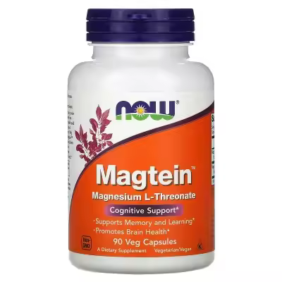 Magtein, L-treonato de magnesio, 90 cápsulas vegetales NOW Foods - 1
