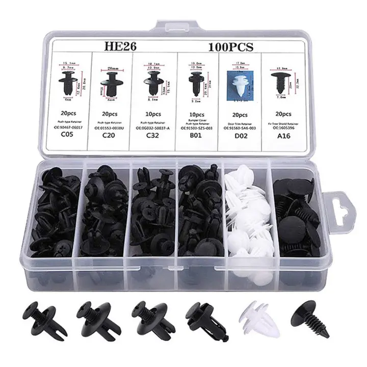 Kit De 100 Piezas De Clip De Automóvil Fijador De Capa De Coche Retenedor De Bisagra Para Puerta Y Parachoques ABS - 1