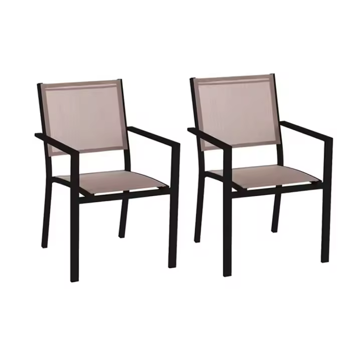 Set de 2 silla de jardín apilables Thais con brazos de aluminio y textileno de 55x60x86 cm Lola Home - 1