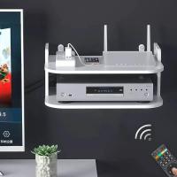 Estantes Flotantes De 2 Niveles WiFi Router Montaje En Pared Soporte Para Enchufe Multiusos Material Plástico - details 6