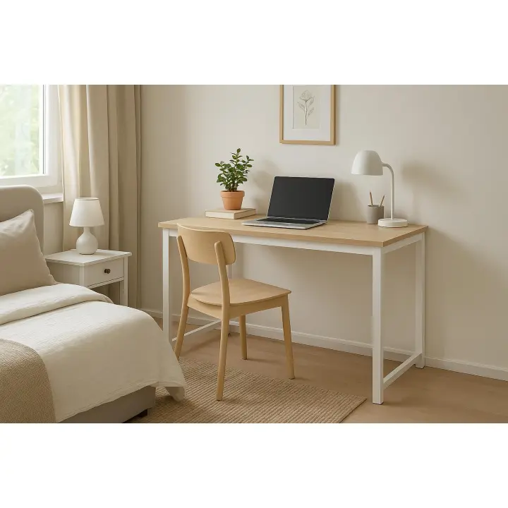 Meyvaser Mesa de Ordenador Amplia y Fácil de Limpiar 140cm Cambria Blanco - 1