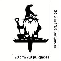 1pc Decoración De Jardín De Metal De Santa Y Silueta De Gnome Para Jardín Exterior Grande Inserto Para Valla De Jardín - details 4