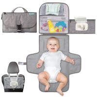 Alfombrilla De Cambio De Pañales Portátil 3 En 1 Con Bolsillos Impermeable Para Viaje Plegable Con Bolsa De Mano Para Bebés De 0 a 36 Meses - details 21