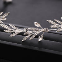 Diadema De Boda En Color Plata Con Cristales Y Corona De Hojas Adorno Para Cabello De Novia Diadema De Tiará Para Mujer - details 5