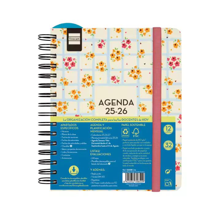 Finocam - Agenda Docente Magistral Design Curso 2025 2026 Flowers Septiembre 2025- Agosto 2026 (12 meses) Español - 1
