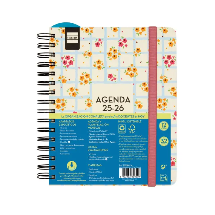 Finocam - Agenda Docente Magistral Design Curso 2025 2026 Flowers Septiembre 2025- Agosto 2026 (12 meses) Español - 1