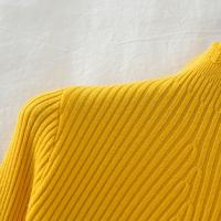Suéter De Mujer Con Volantes Y Cuello Bajo Largo Manga Larga Tejido Básico Solido Rayado Para Otoño Invierno Top Casual - details 30