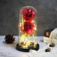 Lámpara De Rosas Rojas En Domos De Vidrio Base De Madera Belleza Y Bestia Regalo De San Valentín Y Navidad Decoración Para El Hogar - details 8