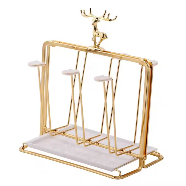 Organizador De Tazas Minimalista Soporte Para Vaso Durable Rack De Secado Para Taza De Té Accesorio De Cocina Metal - 1