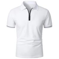 Camisa Polo Hombre Verano Manga Corta Cierre De Cremallera Ligera Color Sólido Fitness Hawaii Transpirable Cuello Tops - details 3