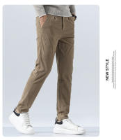 Pantalones Casuales Para Hombre De Cordón Otoño E Invierno Versátiles Y Moda Pantalones Largos Tejidos De Poliéster Y Algodón Estilo Recto Cierre De Cremallera - details 9