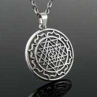 Amuletsshop - Colgante de Meditación con Cadena, Collar Sri Yantra, Herramienta Tántrica de Concentración, Amuleto Navayoni Chakra, Rueda de los 9 Triángulos - details 1