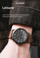 Reloj De Cuarzo Para Hombre Estilo Deportivo Y Retro Con Correa De Cuero Adecuado Para Estudiantes Y Negocios Sin Movimiento Métrico Nueva Moda SYNOKE - details 4