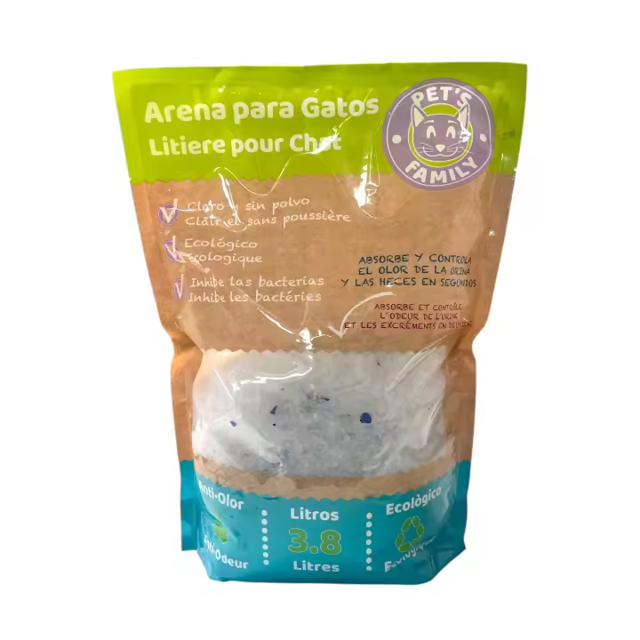 3.8-5 L Arena para gatos con cristales de alta calidad, arena para gatos sin perfume Arena ecologica para mascotas Arena combate olores Arena Premium para Gatos de sílice Camada para Gatitos de Gel de Diamante Absorbente, Cómodo Biodegradable Ref. 51110 - 1