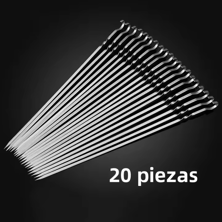 Brochetas De Acero Inoxidable Reutilizable Para Barbacoa 10/20/30/50/100Pcs Ideal Para Camping Al Aire Libre Y Fiesta De Asado Interior - 1